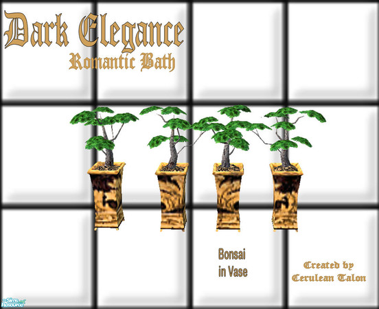 Sims 2 — Dark Elegance - Bonsai by Cerulean Talon — Romance and rich luxury combine to make the room of any Sims\'