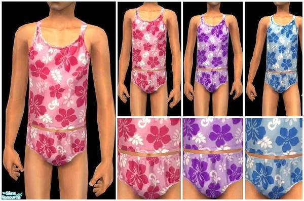 Sims 2 — JPcfswim7 by juttaponath — Flower tankini for girls. No mesh or expansion pack required.