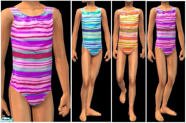 Sims 2 — JPcfswim8 - pink by juttaponath — Stripey bathing suit for girls. No mesh or expansion pack required.