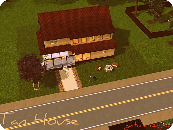 Sims 3 — Tan House by guitarcrazyyx15 — 3 bedrooms, 2 bathrooms, downstairs decorated, upstairs not decorated, no