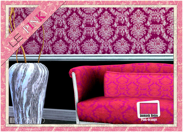 Sims 3 — Damas Retro Pink-Orange by ginebra — Exotic and elegant combination of roses for your furniture and in If walls.
