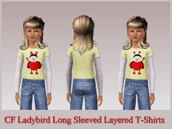 Sims 3 — CF Ladybird TShirts by ziggy28 — A set of two little girls T-Shirts with a ladybird/bug design. One file two