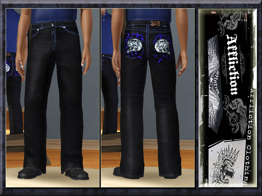 The Sims Resource - Affliction Jeans-Red Label-Teen