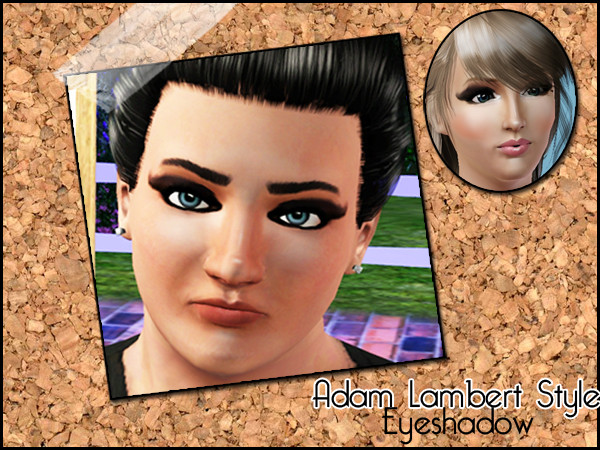 Sims 3 — Adam Lambert Style Eyeshadow by Pralinesims — 3 recolourable areas Of course it looks great on female sims too!