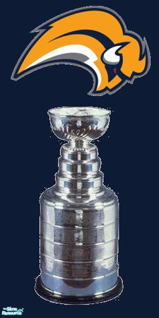 Sims 2 — Stanley Cup Wall by wyldsyde53 — A wall featuring the Stanley Cup below the Sabres Logo