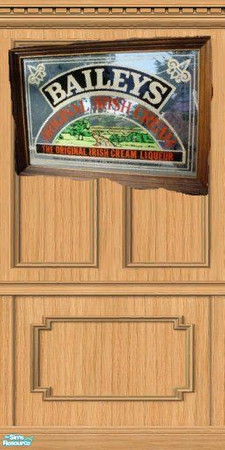 Sims 2 — Bailey's Mirrored Wall by wyldsyde53 — A wall featuring a Baileys Irish Cream Mirror, Original Wall by sesame,