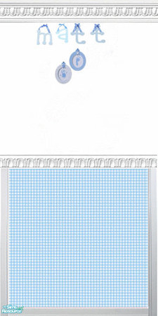 Sims 2 — Blue & Yellow Gingham Name Wall Set - In by kollens — Blue & Yellow Gingham Wallpaper Labeled with the