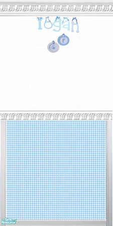Sims 2 — Blue & Yellow Gingham Name Wall Set - In by kollens — Blue & Yellow Gingham Wallpaper Labeled with the