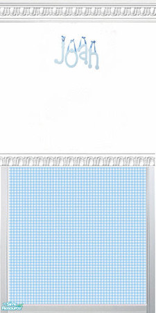Sims 2 — Blue & Yellow Gingham Name Wall Set - In by kollens — Blue & Yellow Gingham Wallpaper Labeled with the