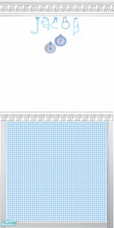 Sims 2 — Blue & Yellow Gingham Name Wall Set - In by kollens — Blue & Yellow Gingham Wallpaper Labeled with the