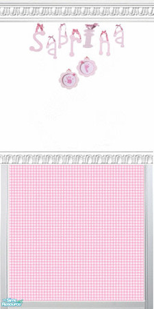 Sims 2 — Pink Gingham Name Wall set - Sabrina by kollens — Pink Gingham Name Sabrina with tiny hand and foot mold. The