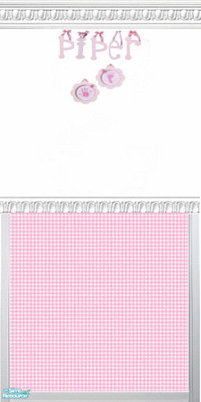 Sims 2 — Pink Gingham Name Wallpaper set - Piper by kollens — Pink Gingham Name Piper with tiny hand and foot mold. The