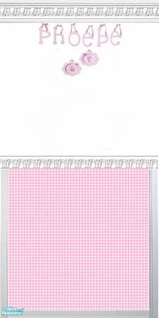 Sims 2 — Pink Gingham Name Wallpaper set -Phoebe by kollens — Pink Gingham Name Phoebe with tiny hand and foot mold. The