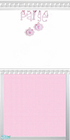 Sims 2 — Pink Gingham Name Wallpaper set -Paige by kollens — Pink Gingham Name Paige with tiny hand and foot mold. The