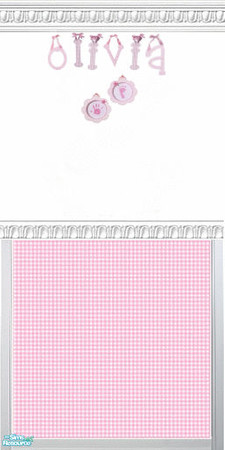 Sims 2 — Pink Gingham Name Wallpaper set - Olivia by kollens — Pink Gingham Name Olivia with tiny hand and foot mold. The