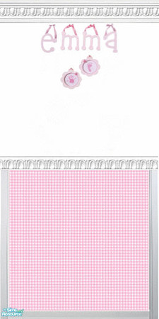 Sims 2 — Pink Gingham Name Wallpaper set - Emma by kollens — Pink Gingham Name Emma with tiny hand and foot mold. The