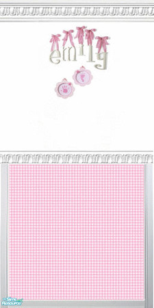 Sims 2 — Pink Gingham Name Wallpaper set - Emily by kollens — Pink Gingham Name Emily with tiny hand and foot mold. The