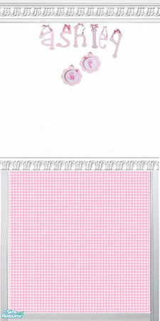 Sims 2 — Pink Gingham Name Wallpaper set - Ashley by kollens — Pink Gingham Name Ashley with tiny hand and foot mold. The