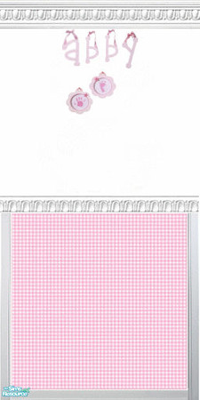 Sims 2 — Pink Gingham Name Wallpaper set - Abby by kollens — Pink Gingham Name Abby with tiny hand and foot mold. The