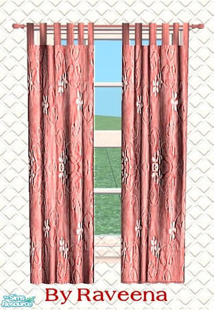 Sims 2 — Country Style Curtains - Rose Flower by Raveena — You need BitzyBus's mesh for this object to work in your game.