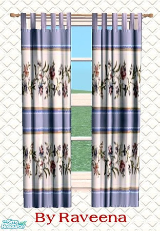 Sims 2 — Country Style Curtains - Lav. Flower by Raveena — You need BitzyBus's mesh for this object to work in your game.