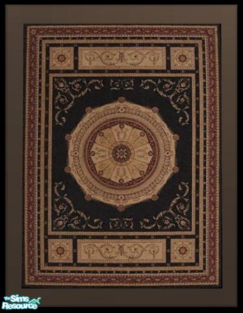 Sims 2 — NK Oriental Rugs Group 4 - Rug 030 by MoMama — This rug features a red border, then a set of black and cream