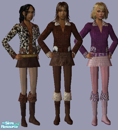 Sims 2 — ThreeWinterOutfits by sltoye — Three different outfits made from Sims2Sisters Body Mesh 052