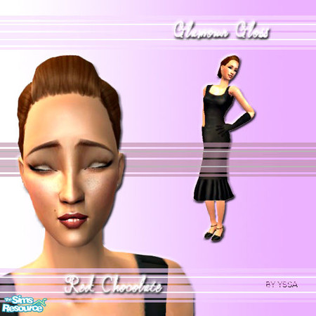 Sims 2 — Glamour Gloss - Red Chocolate by Yssa — Lipgloss for both genders. Other colors are Plum, Rose and Deep Cherry.