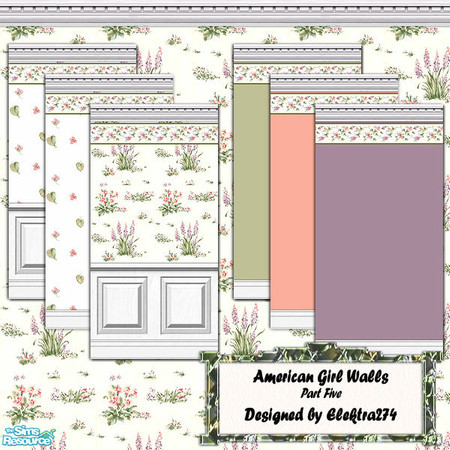 Sims 2 — American Girl Walls - Part 5 by elektra274 — 5 of 6 wallpaper sets designed to coordinate with the other designs