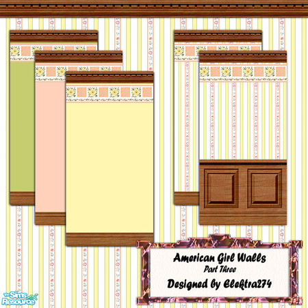 Sims 2 — American Girl Walls - Part 3 by elektra274 — 3 of 6 wallpaper sets designed to coordinate with the other designs
