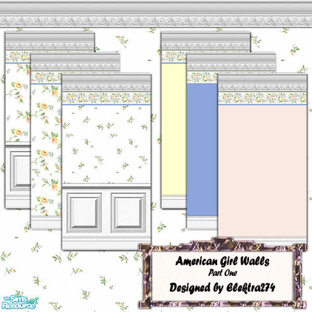Sims 2 — American Girl Walls - Part 1 by elektra274 — 1 of 6 wallpaper sets designed to coordinate with the other designs