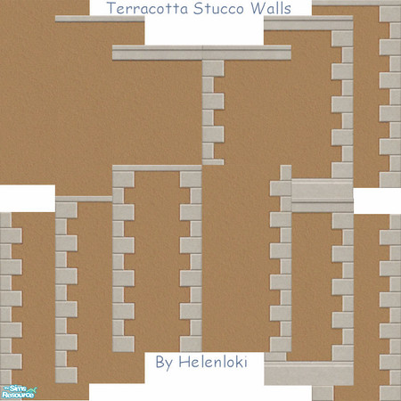Sims 2 — Terracotta Stucco Walls by Helenloki — Terracotta Stucco walls.