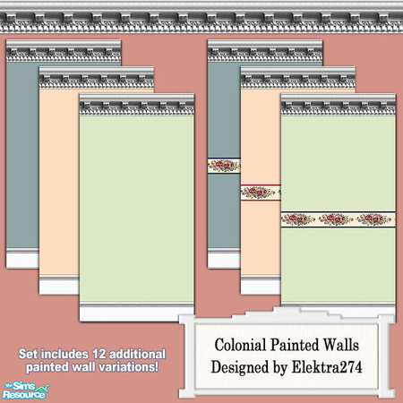 Sims 2 — Colonial Painted Walls by elektra274 — A set of 18 painted walls inspired by Sherwin William's colonial paint