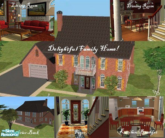 Sims 2 — Family Delight! 4 bedrm + 4 bath by PeachBum — No custom content. This wonderful family all brick home has 4