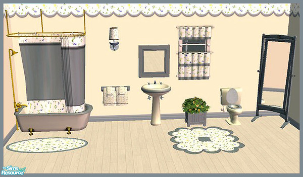 Sims 2 — Reflective Mirror in Cottage Blue by TSR Archive — Redecorate your Sims bathroom in cozy blues, creams &