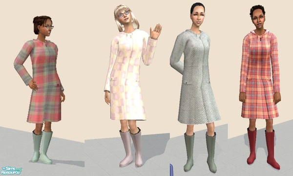 Sims 2 — JD Seasons Raincoats by jdamgaard — This set is a recolor of the Maxis Raincoat which comes with seasons. I