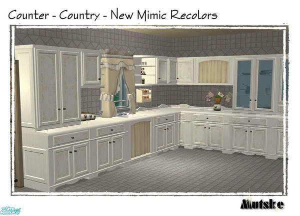Sims 2 — Country Counter Recolor - White by Mutske — Counter Recolor. Also my new uppercabinet meshes. White.