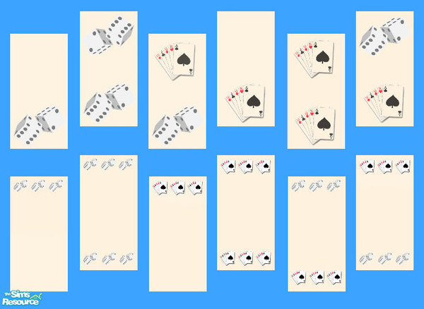Sims 2 — The Gambler Wall Set by JCStilletto — A set of 12 wallpapers with cards and dice, perfect for a gaming room in