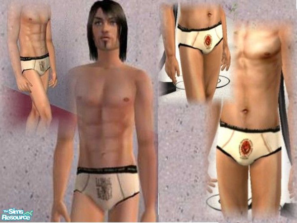 Sims 2 — Vive-Maria slips by tussnelda — Only for MEN cream colored underwear with inprints and decorative seams.