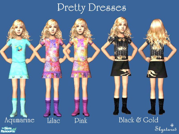 Sims 2 — Pretty Dresses by skystars5 — A set of four dresses for little girl Sims. They are so cute and girly. The