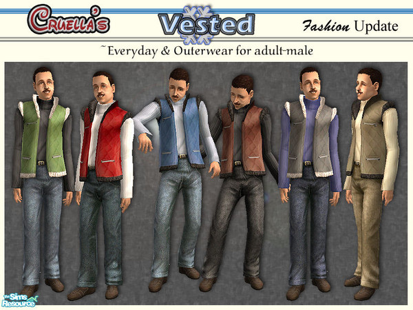 Sims 2 — am_Vested by Cruella — Fur lined vest with jeans and sweater. For everyday and Season's outerwear.