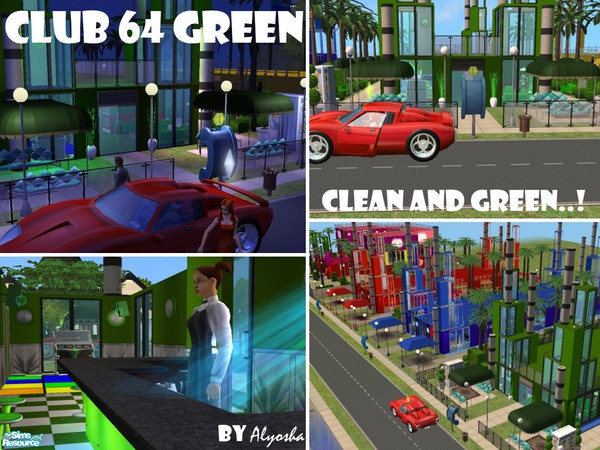 Sims 2 — Club 64 GREEN by Alyosha — Welcome to Club 64 GREEN... features a bowling alley, bar, lounge, dance area,