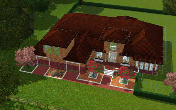 Sims 3 — Floor Plan 4 Revised by lzoulek — 2 bedroom, 2 bath, laundry room, study, living room, kitchen, dining room, and