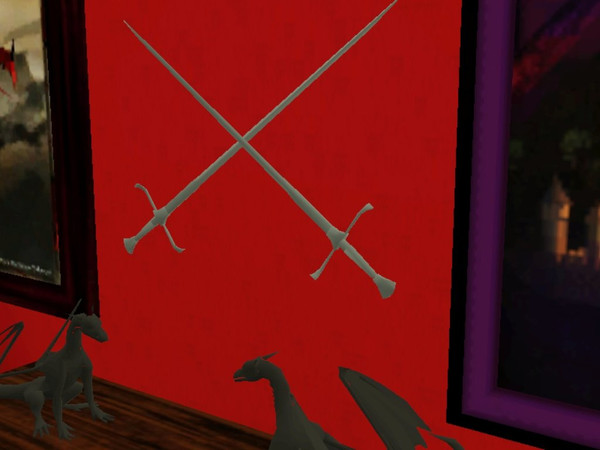 Sims 3 — MajikGoldys Crossed Swords Wall Scupture  by MajikGoldy — MajikGoldys Crossed Swords Wall Scupture 1 You can