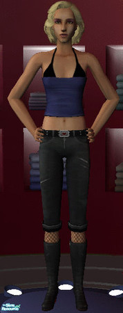 Sims 2 —  Bra under tube top - Blue by simzrulez — Black bra under blue tube top, my red version of this seems to have
