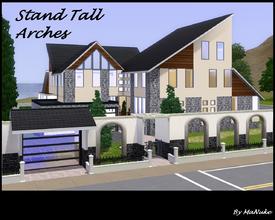 Sims 3 — Stand Tall Arches by manuke — Modern 5 bedroom villa with impressive gated arched wall and large indoor/outdoor