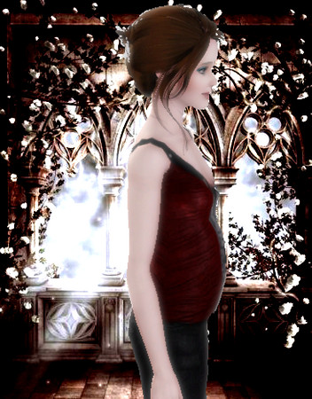 Sims 3 — Goth Inspired Maternity by RomanceSims — This is a velvety soft ruched top trimmed with riveted leather. Paired