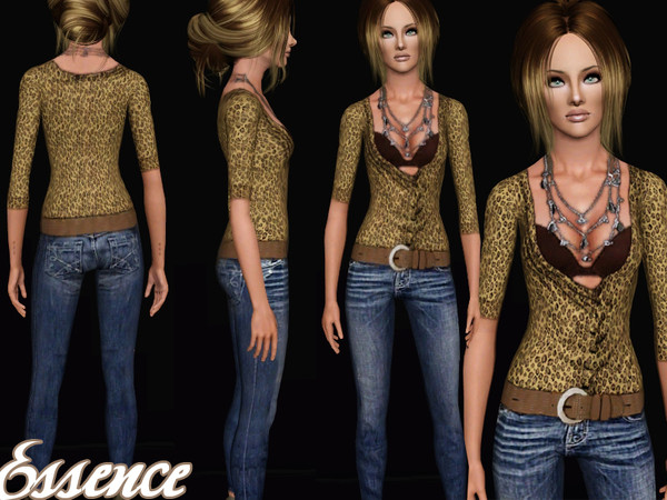Sims 3 — Holly with Jean by simseviyo — With necklace and belt detail