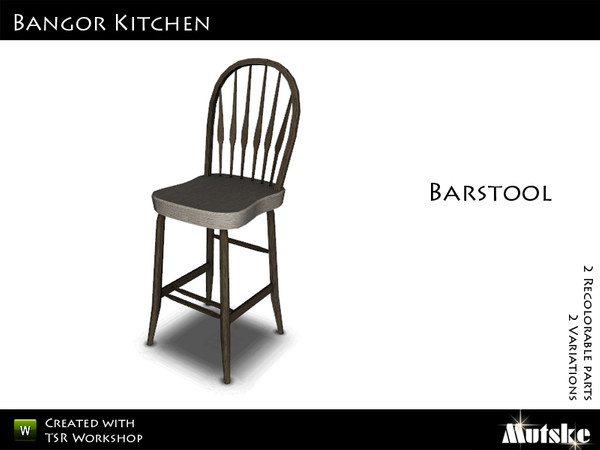 Sims 3 — Bangor Kitchen Barstool  by Mutske — 2 Recolorable parts. 2 Variations. Made by Mutske@TSR. TSRAA.