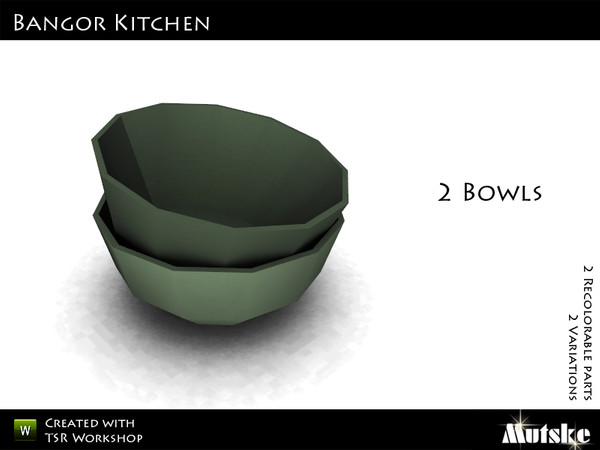 Sims 3 — Bangor Kitchen Bowls  by Mutske — 2 Recolorable parts. 2 Variations. Made by Mutske@TSR. TSRAA.